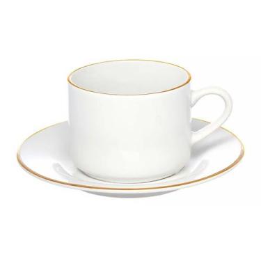 Imagem de Xícara de Chá Porcelana Borda Dourada com Pires Café Royal Premium 200