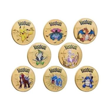 Imagem de Moeda Comemorativa Pokémon Dourada, Distintivo De Desenho Animado De P
