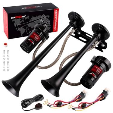 Imagem de Buzina de ar para kit de buzina de caminhão, dB ultra alto. A buzina de ar com dois compressores de ar de 120 PSI é adequada para pickup/motorhome/SUV/caminhão/trem 12V 150db e outros veículos (2