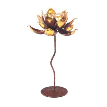 Imagem de Castiçal criativo em forma de flor ornamentos de castiçal de ferro castiçal de lótus bandeja de vela suporte de vela mesa de vela (B)