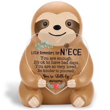 Imagem de SunyJone Sloth Gift for Niece from Aunt Uncle, Cute Resin Sloth Figurine with Positive Heart Message, Birthday Christmas Back to School Encouragement Desk Decor Keepsake for Niece Teen Girls SCC41
