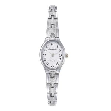 Imagem de OIDEA Relógio feminino pequeno com pulseira oval: elegante vintage dourado algarismos arábicos relógios de pulso de quartzo analógico para mulheres, vestido moderno, relógio feminino, Pulseira