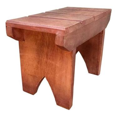 Imagem de Mini Banquinho Pedicure de Madeira Maciça Artesanal Rústico - Minas Fe