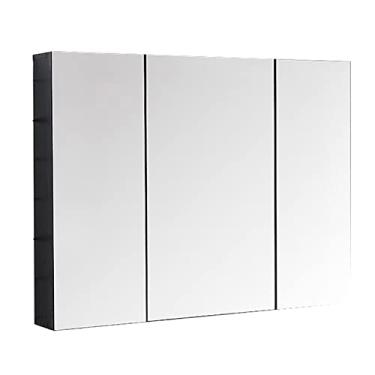Imagem de U5GAAALPPQ9 Armário de banheiro montado na parede com 3 portas espelhadas, medicamentos de banheiro, armário de parede com portas e prateleiras de metal com menos prateleiras de armazenamento ()
