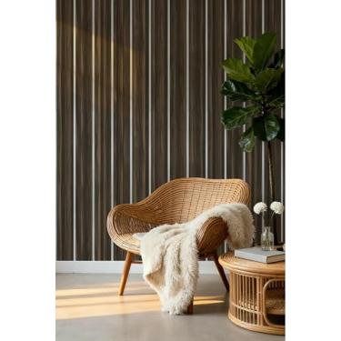 Imagem de Papel de parede com efeito de grade de madeira autoadesivo para sala de estar, cozinha e quarto, material de PVC impermeável para renovação de parede Xiaohe Grille 45 * 1000 cm