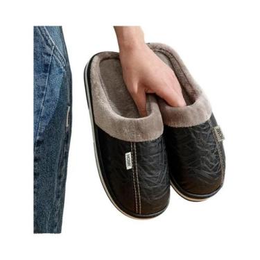Imagem de Chinelos Casuais De Inverno Para Homens Em Tamanho Grande, Em Couro PU