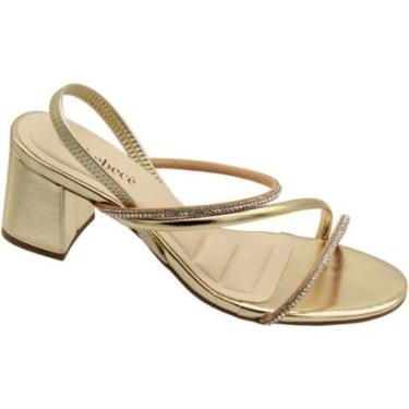 Imagem de Sandália Bebecê Salto Bloco Médio Strass Calce Fácil Feminina-Feminino