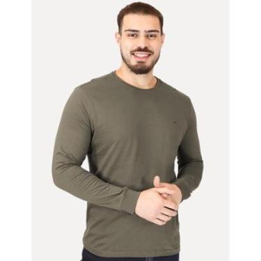 Imagem de Camiseta Aramis Masculina Manga Longa Basica Logo Verde Militar-Masculino