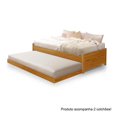 Imagem de Cama Solteiro Com Auxiliar Bibox Bicama Infantil Gabrieli Com 2 Colchões Inclusos Imbuia