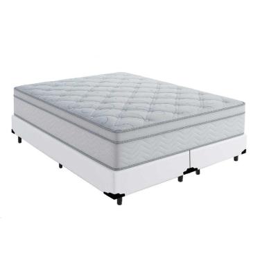 Imagem de Cama Box King 193 Tecido Sintético Branco Com Colchão Toronto Molas Ensacadas Branco D33