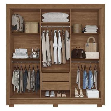 Imagem de Guarda Roupa Casal 3 Portas De Correr Com Espelho Maringá Jatobá Areia - Santos Andirá