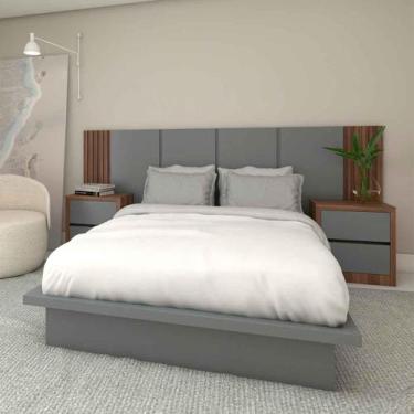 Imagem de Cabeceira Casal e 2 Mesas Laterais 2 gavetas MDF Sob Medida - Casa Lar