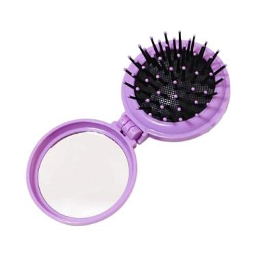 Imagem de Escova De Cabelo Portátil Dobrável Pequena Para Mulheres Com Espelho, 