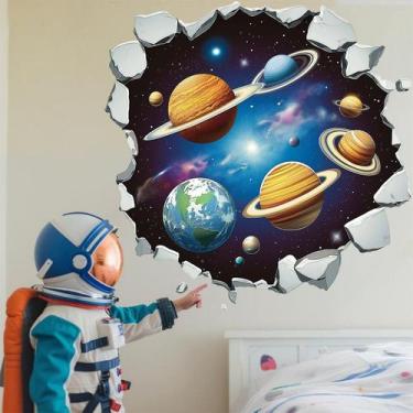 Imagem de Adesivos de parede 3D Space Galaxy Decalques autoadesivos de PVC - yiw