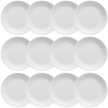 Imagem de Kit 12 Pratos Plásticos Servir 25cm Branco Coza Cozy Eventos Lanches Salgados
