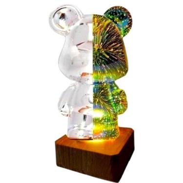 Imagem de Luz noturna GZKPL Twinkle Bear 3D com mudança de cor de fogos de artif