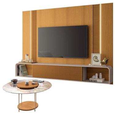 Imagem de Home Suspenso Cinamomo Off White E Mesa De Centro Sky Com Tampo De Vidro Cinamomo- Hb Móveis