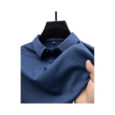 Imagem de Camisa Polo Masculina De Alta Qualidade Em Seda Gelada, Manga Curta, R