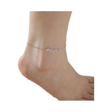 Imagem de Tornozeleira Feminina De Aço Inoxidável Com Pingentes De Gato E Avião 