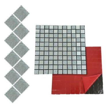 Imagem de Pastilha De Vidro Kit 10 Uni Autocolante Parede Cozinha Banheiro Decor