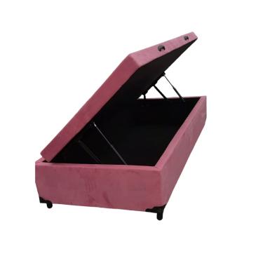 Imagem de Cama Box Baú Solteiro Suede Rose Com Pistão A Gás - Estrutura Reforçada - Imperium do Sono
