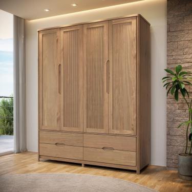Imagem de Guarda Roupa Madeira Maciça 3305U Nest 04 Portas e 04 Gavetas Tauari Finestra
