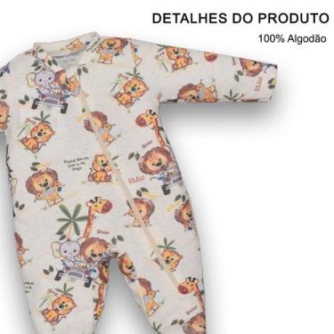 Imagem de Macacão Suedine Bebê Menino Estampa Safari Marfim Upi Uli, M