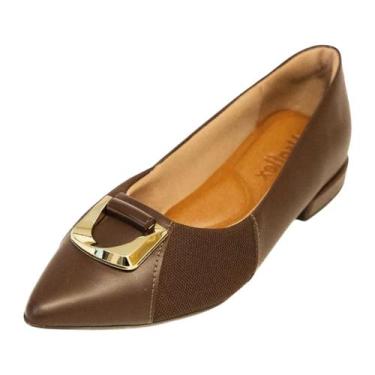 Imagem de Sapatilha Feminina Confortavel Macia Couro Elegante Usaflex, Pinhao, 3