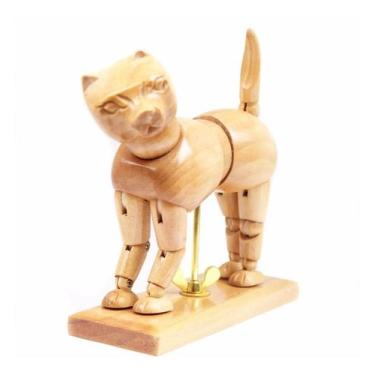 Imagem de Boneco Animal Gato Articulado De Madeira Sfm057 - Sinoart, Animal