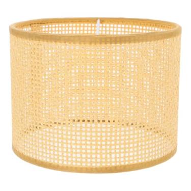 Imagem de KESYOO Abajur de vime tecido à mão capa de lâmpada de vime boho abajur para luz suave 16 x 16 x 12 cm acessórios decorativos para sala de estar, quarto, presente de inauguração de casa