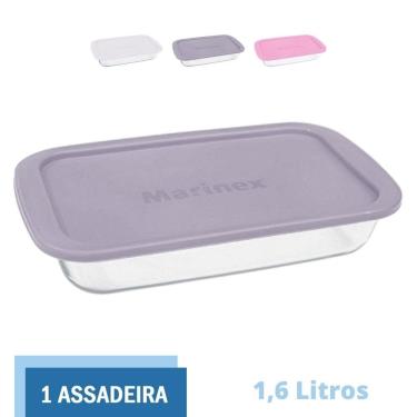 Imagem de Assadeira Travessa Retangular Vidro Com Tampa 1,6L Marinex