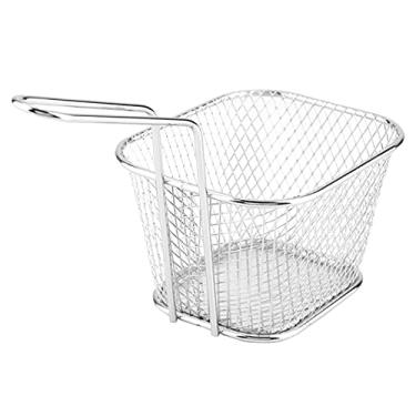 Imagem de Mini cesto frito quadrado de 8 peças, suporte de batatas fritas de aço inoxidável, serviço de mesa de alimentos fritos, ferramenta de cozinha de batata, filtragem de resíduos de óleo, para restaurante de mesa