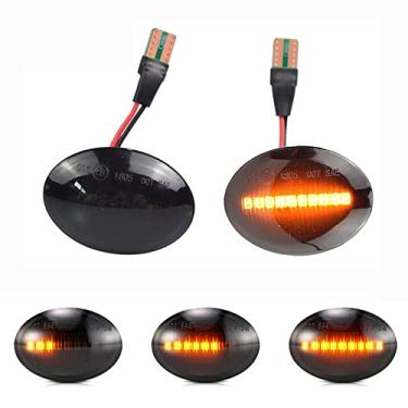 Imagem de Lente de fumaça LED dinâmico marcador lateral repetidor luz indicadora para Alfa Lancia Ypsilon Ford KA Maserati (preto)