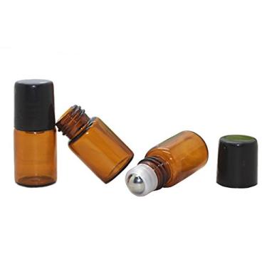 Imagem de 30 unidades de mini frascos de vidro âmbar de 2 ml recarregáveis para aromaterapia, perfume, óleos essenciais roll-on frasco recipiente, frascos com bola de metal