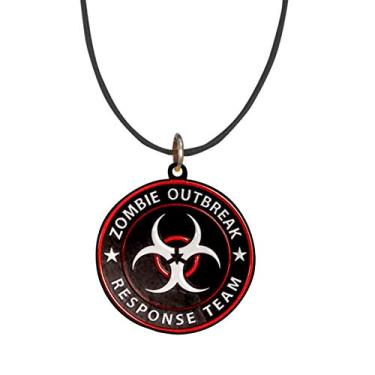 Imagem de Hat Shark Zombie Outbreak Response Team Biohazard Logo Novelty - Enamel Metal Pendant 19.5in Black Cord Necklace
