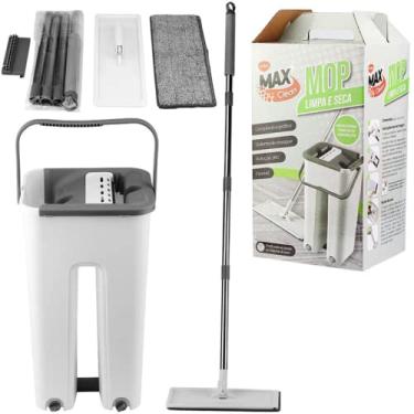 Imagem de Flat Mop Com Balde E Rodo Com Esfregão Refil 6L Branco