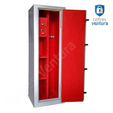 Imagem de Cofre 130x42x42 para armazenar 13 peças (07 longas e 06 Curtas) Ventura Niobio Cinza com Vermelho