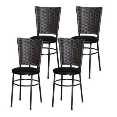 Imagem de Jogo 4 Cadeiras Para Cozinha Preta Hawai Café - Lamar Design