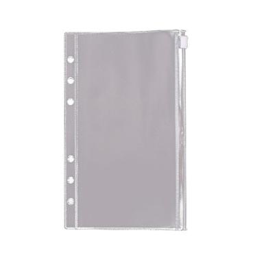 Imagem de EvZ Envelope com fecho de zíper para diário organizador de 18 cm A6 bloco de notas caderno com 6 furos fichário, flexível transparente, conjunto de 3 peças
