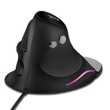 Imagem de TRELC Mouse óptico ergonômico vertical com 6 botões programáveis, 800-3200 DPI, descanso de palma removível, reduz a dor no pulso, mouse vertical com fio para PC, desktop, laptop (com fio)