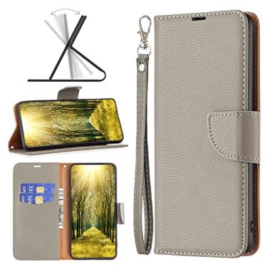 Imagem de Capas de telefone padrão Lichee Samsung Galaxy A14 A 14 5G capa de couro slots para cartão de visita clipe de carteira à prova de choque capa de telefone Samsung A14 5G capas (cinza, Samsung A14 5G)