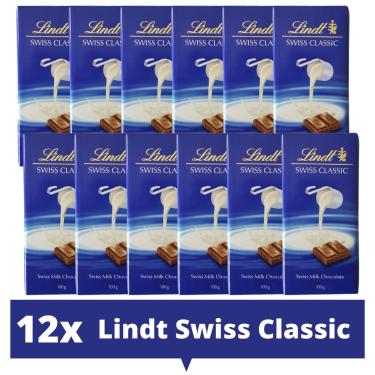 Imagem de 12x Chocolate Lindt Swiss Classic Ao Leite 100g