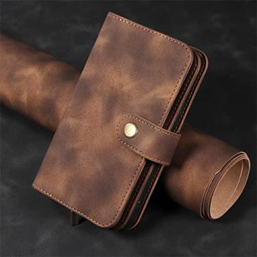 Imagem de Capa de telefone flip de couro para Samsung Galaxy S23 S22 S21 S20 FE Ultra S10 S9 S8 Plus Carteira Slot para cartão Capa antichoque magnética, marrom, para Galaxy S21 Ultra
