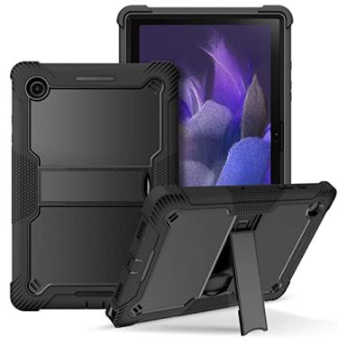 Imagem de Capa para Samsung Galaxy Tab S8 Plus/ S8 Ultra, capa para tablet à prova de choque, suporte dobrável traseiro, proteção resistente à prova de quedas, capa híbrida de policarbonato + TPU, preta, S8 Plus 12,4 polegadas