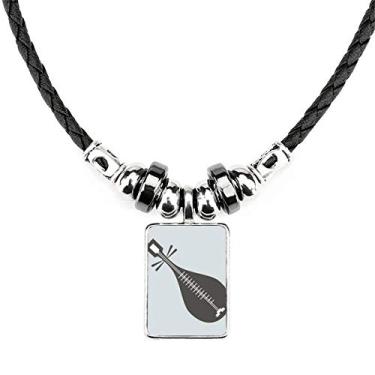 Imagem de DIYthinker Pipa Instruments Colar com padrão chinês, joias, torque, pingente de corda de couro