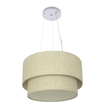 Imagem de Lustre Pendente Duplo Cúpula Tecido 25/40x35, Vivare Iluminação, Pendente4158 RST, Rustico Bege, Médio