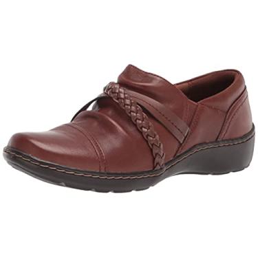 Imagem de Clarks Mocassim feminino Cora BraidShoe, Couro marrom escuro, 35