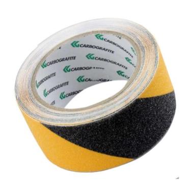 Imagem de Fita Antiderrapante Para Escada Chão Piso Preta E Amarela 5m X 50mm Ca