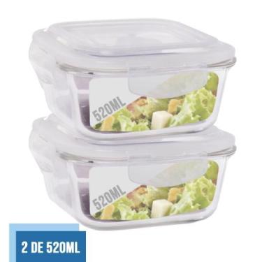 Imagem de Jogo com 2 Pote Vidro Hermético Marmita Tampa 4 travas 520ml - QUALITY