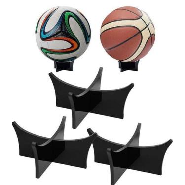 Imagem de Combo 3 Suportes de Bola Portátil em Acrílico na cor Preta - EB, Preto